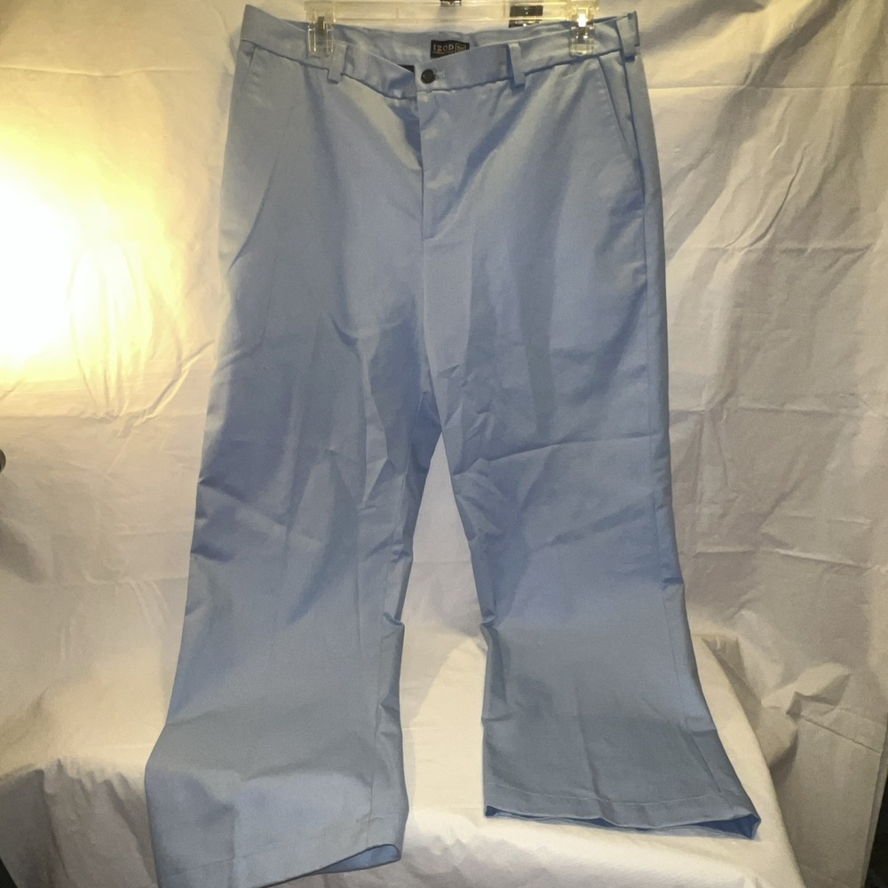 Izod American Chino Pants Mens 38x30 Baby Blue Straight Leg Flat Front Cotton